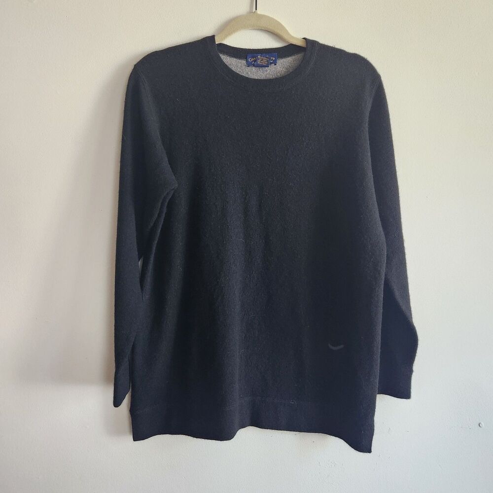 Charter Club Black Cashmere Long Sleeve Crew Neck Sweater Top Tunic S Luxe